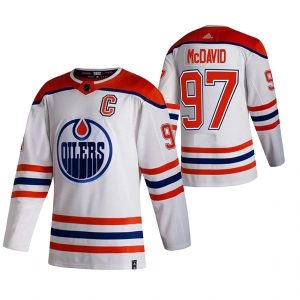 Miehille NHL Edmonton Oilers Pelipaita Connor Mcdavid #97 2022 Reverse Retro Valkoinen Authentic